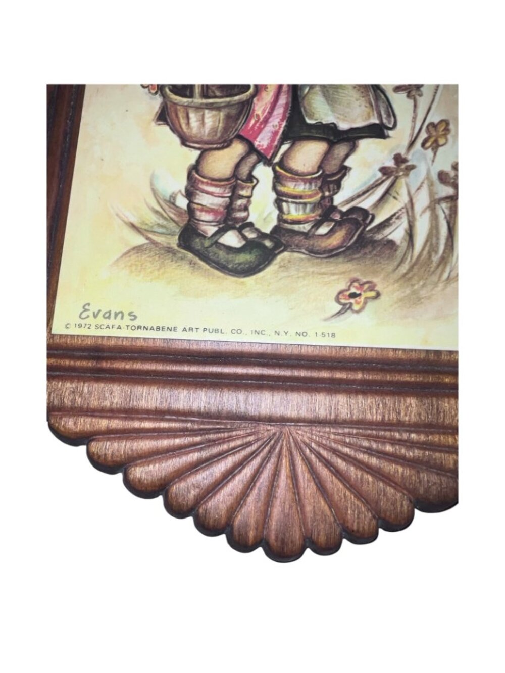 Vintage 1972 Evans Child Art Litho Wall Plaques Set Scafa Tornabene Wood - Picture 4 of 7